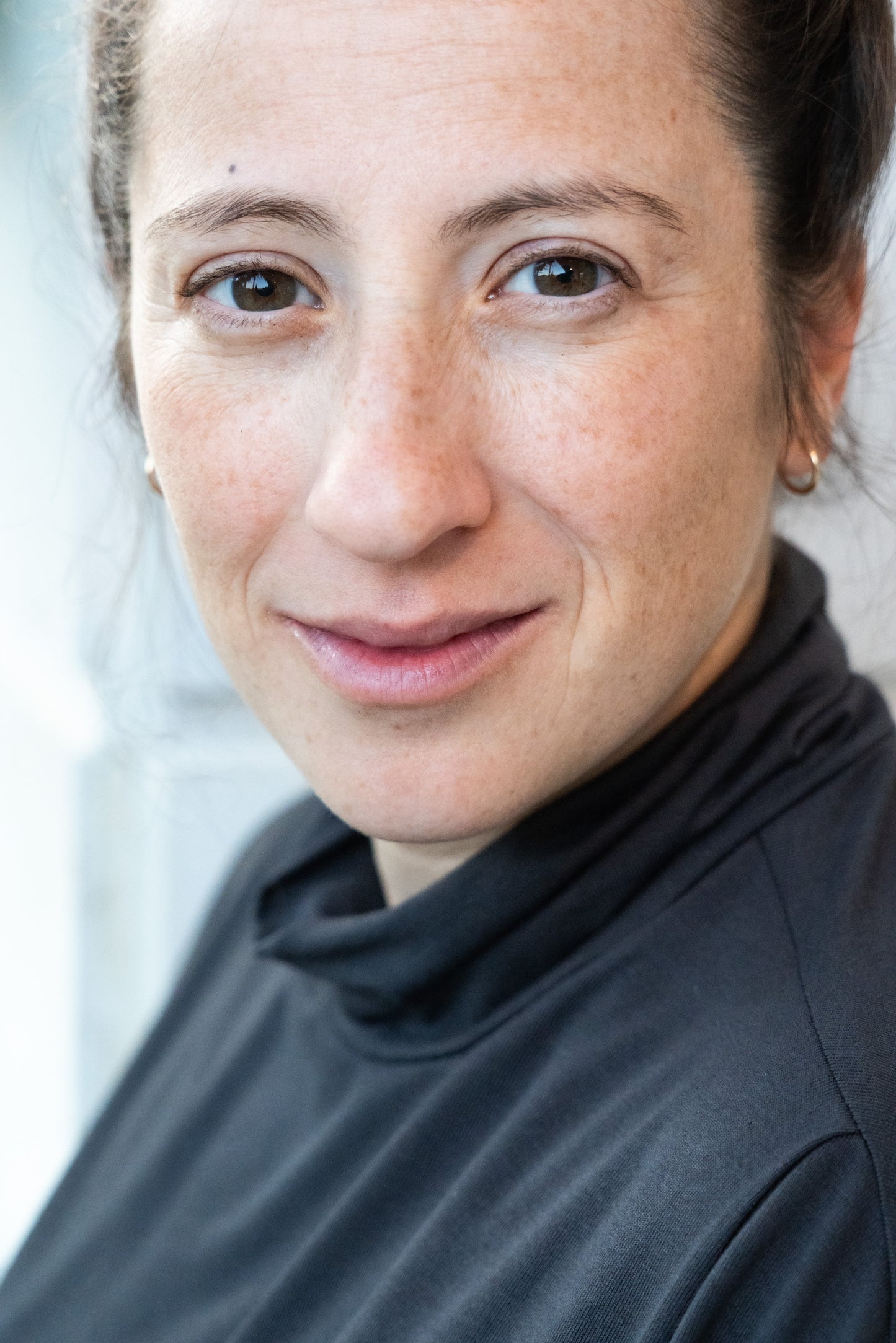 Dark gray flowy nursing turtleneck