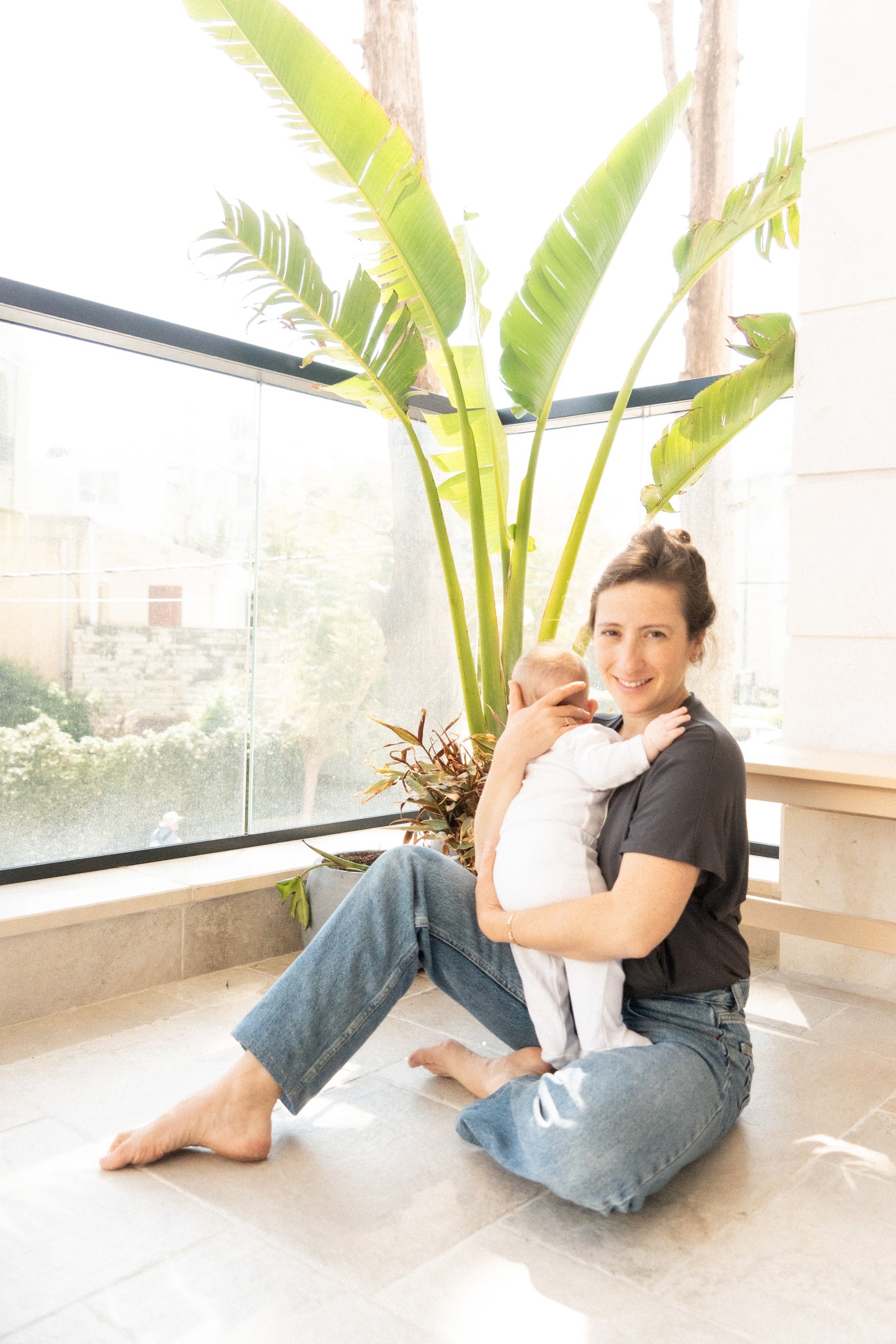 Dark gray flowy nursing top