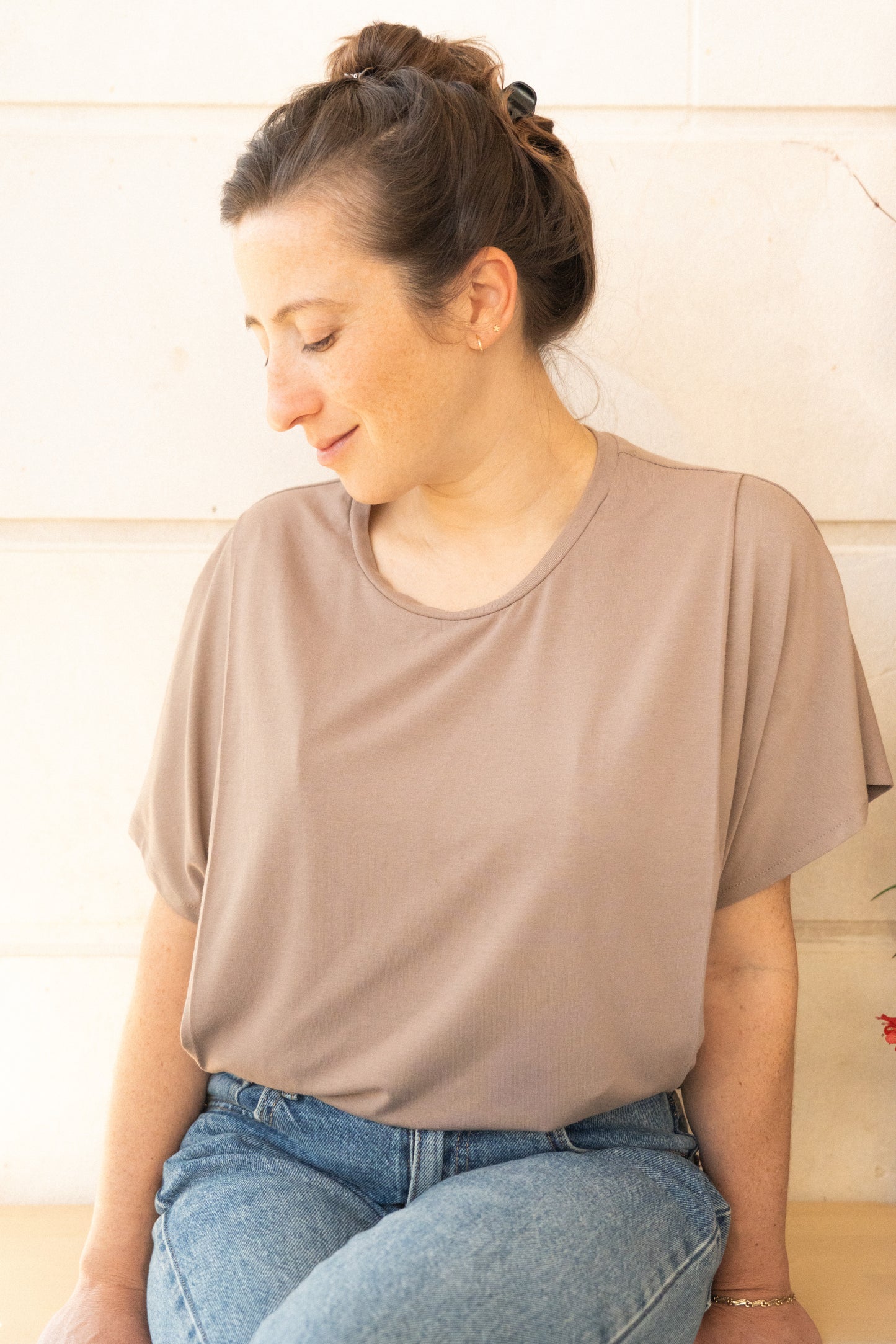 Mocha flowy nursing top