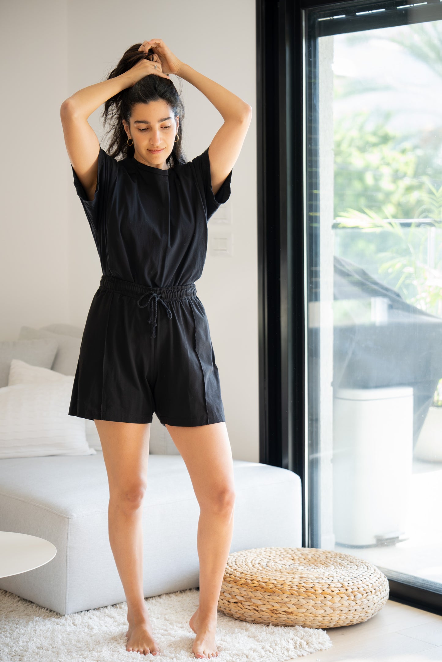 Black cotton shorts