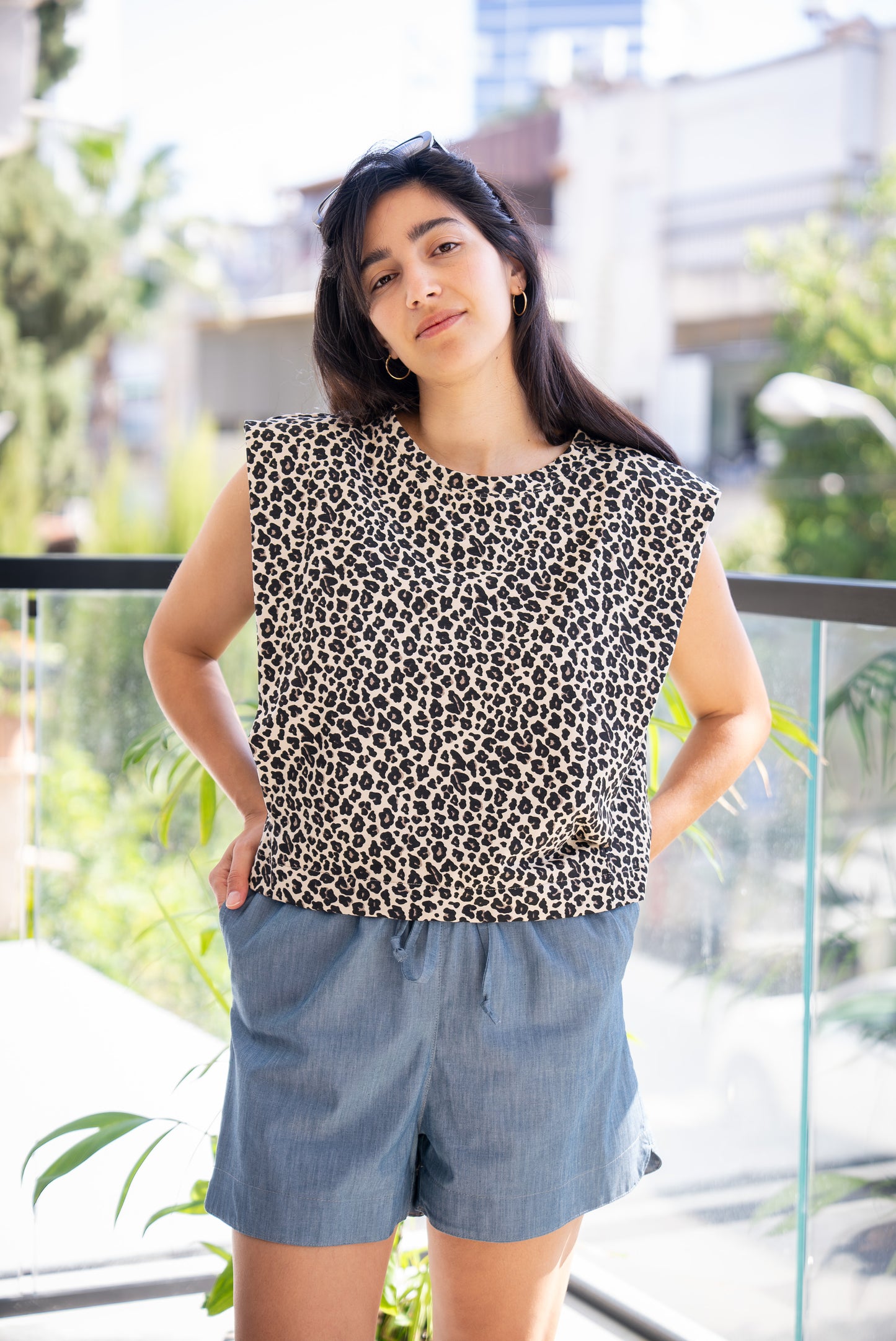 Viscose denim shorts
