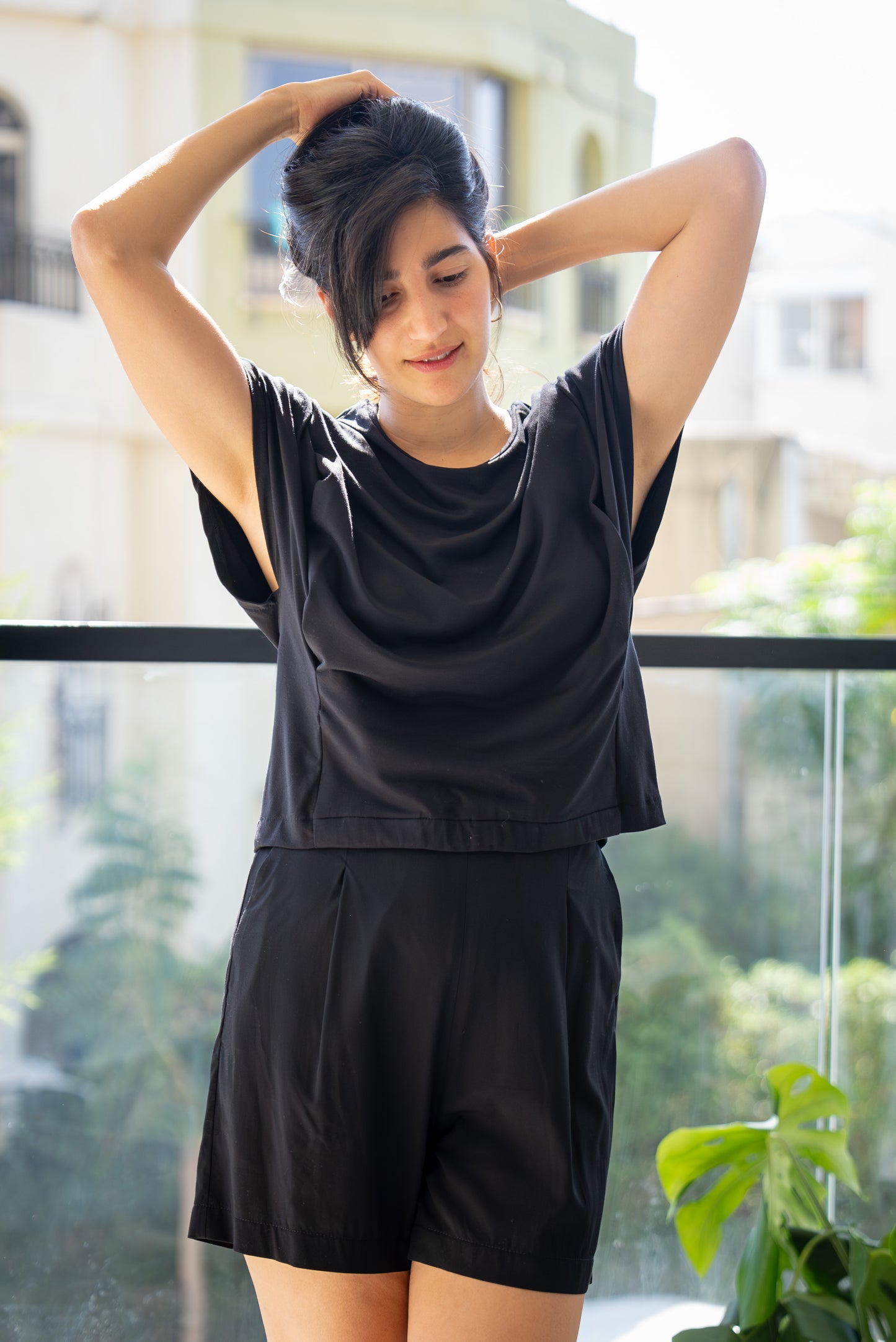 Black flowy shorts