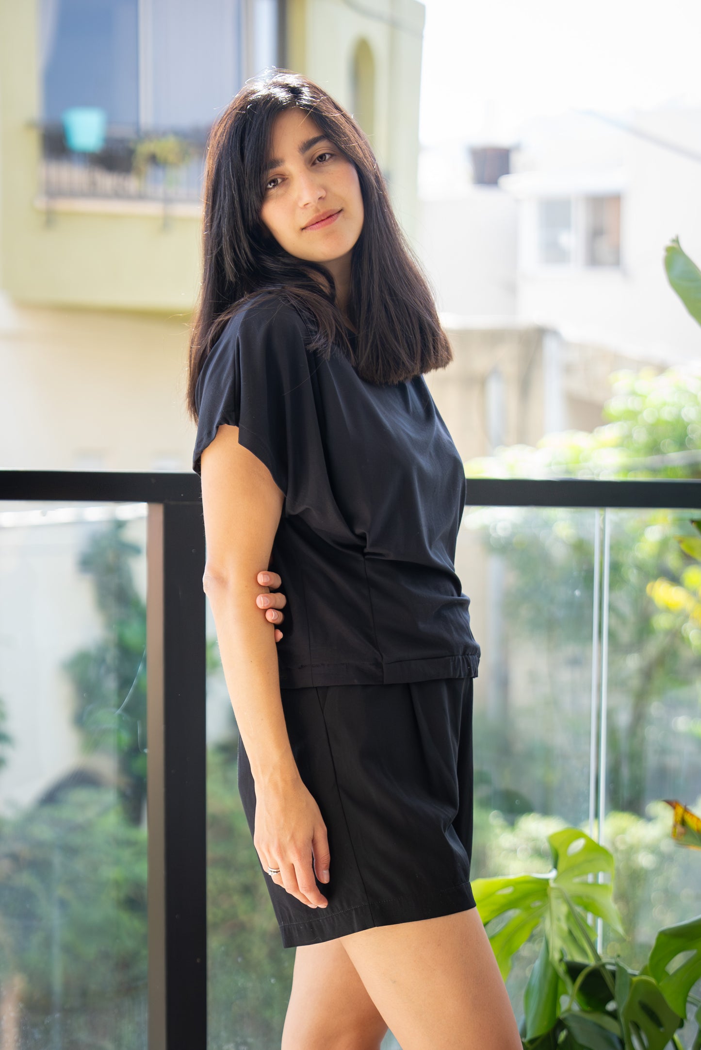 Black flowy shorts