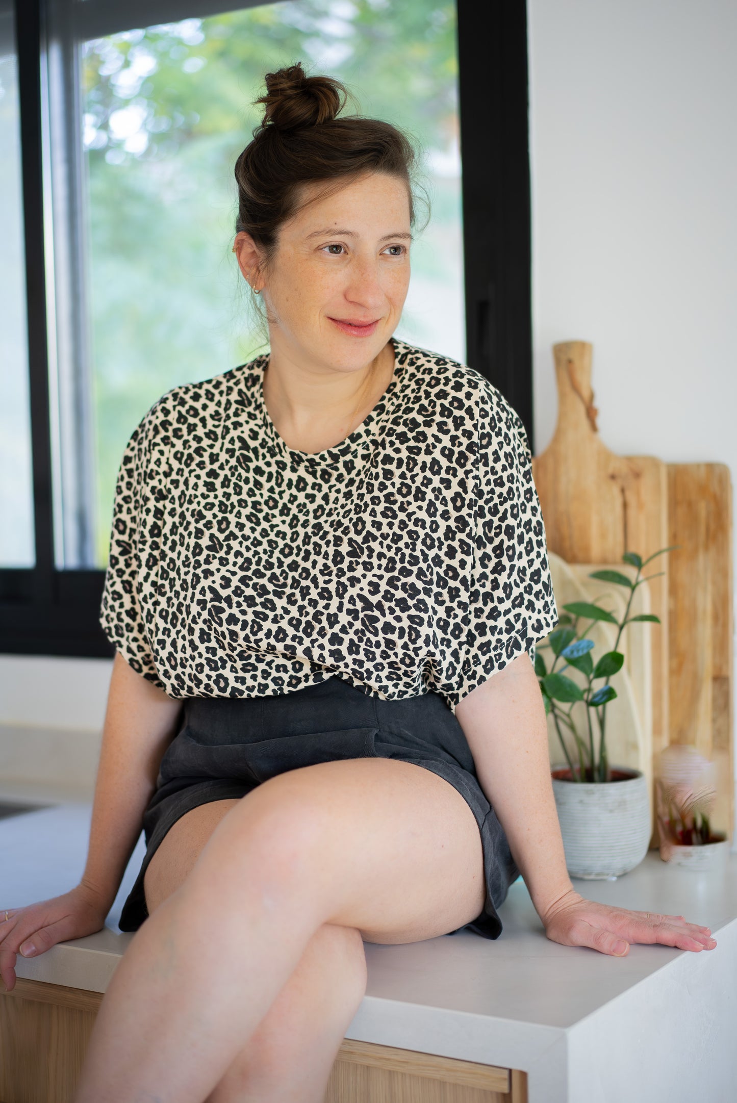 Dark gray tencel shorts