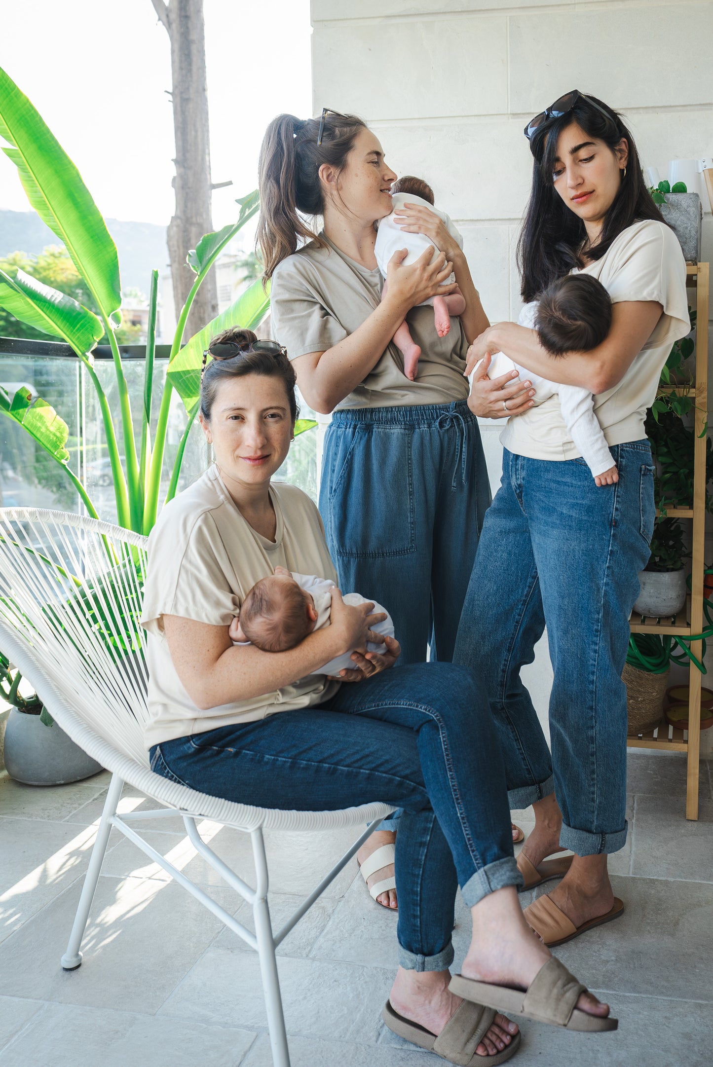 Natural tan flowy nursing top