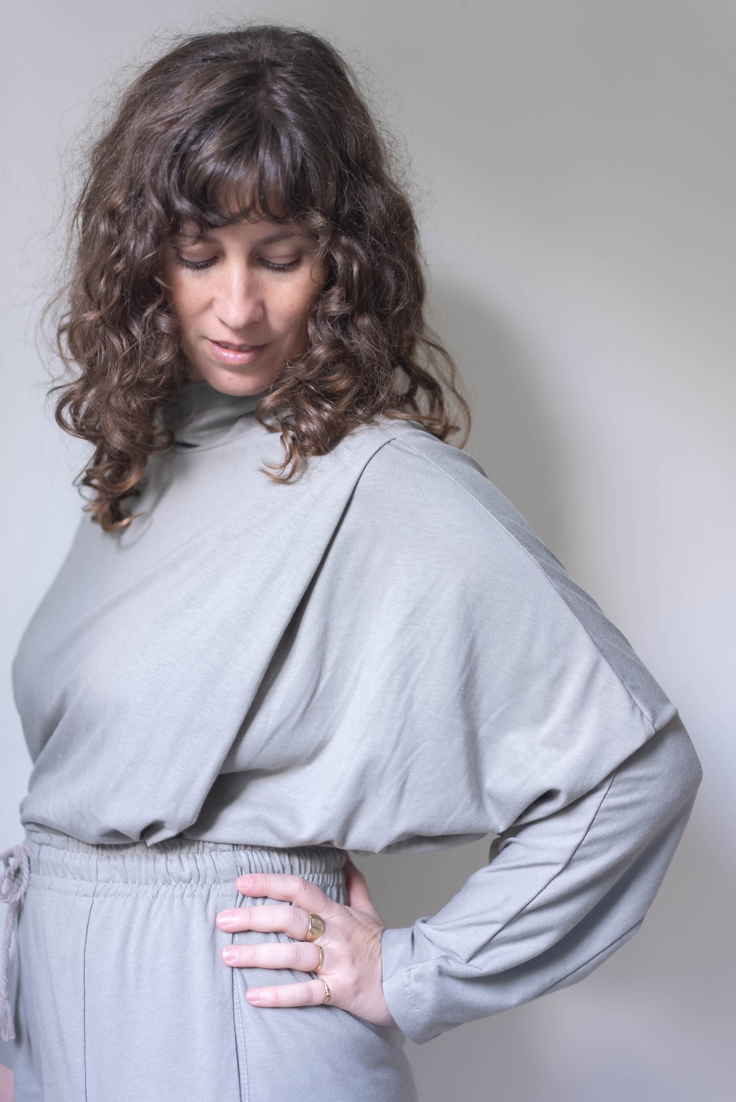 Light gray nursing turtleneck