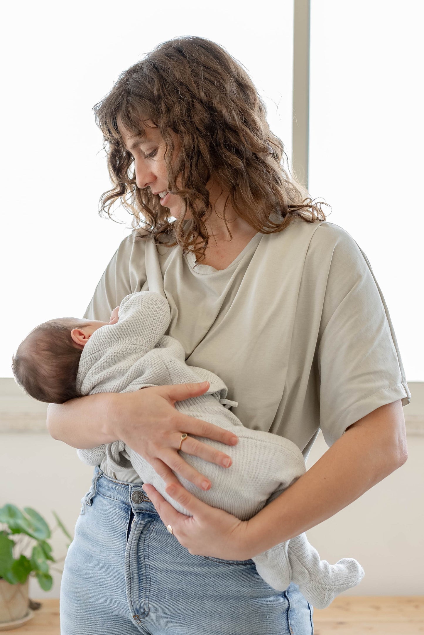 Natural tan nursing tee