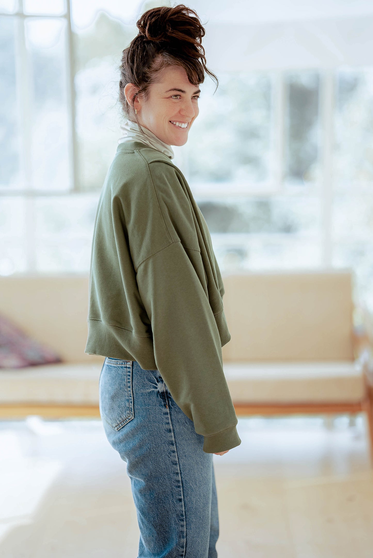 Olive green nursing sweatshirt