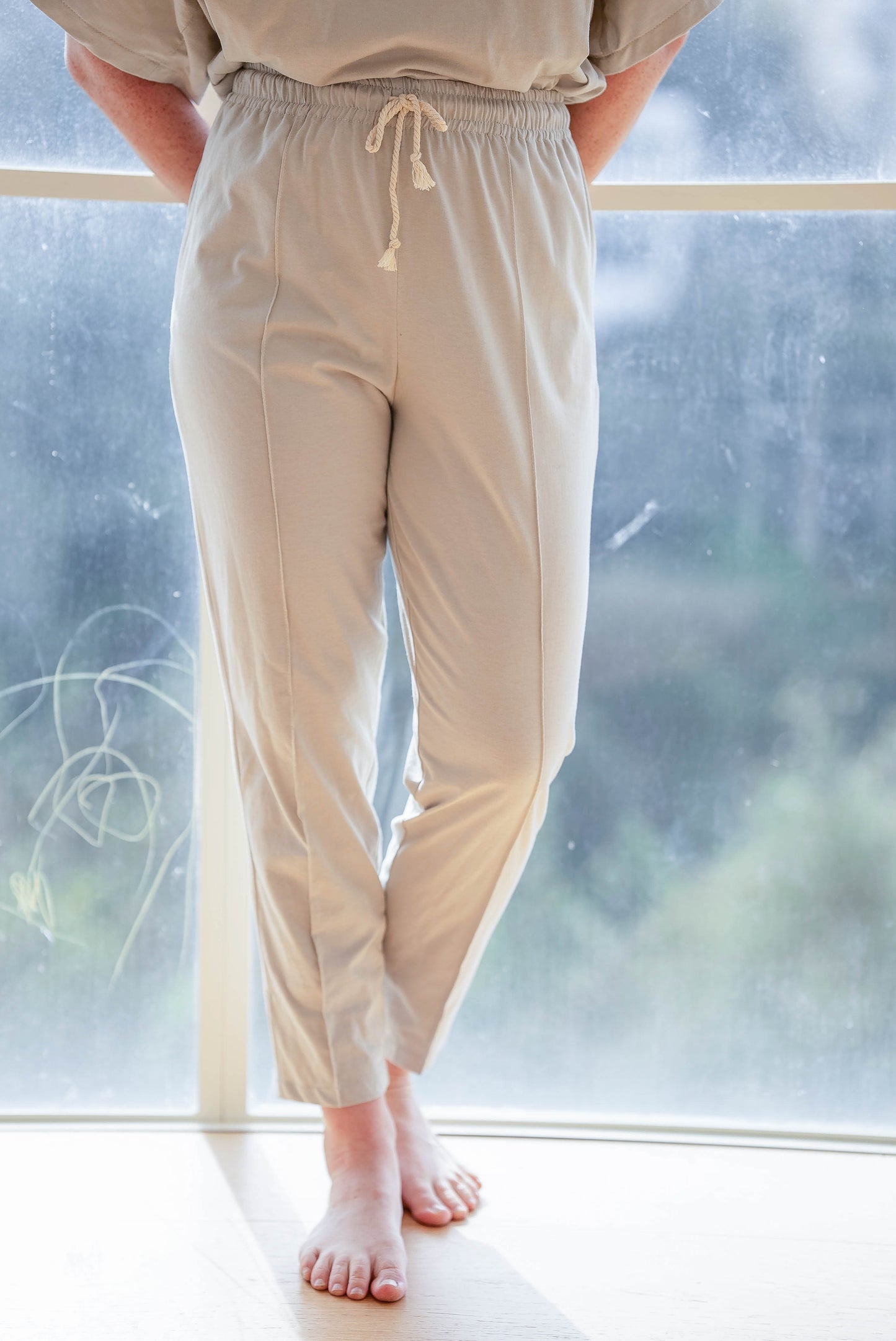 Natural tan cotton pants