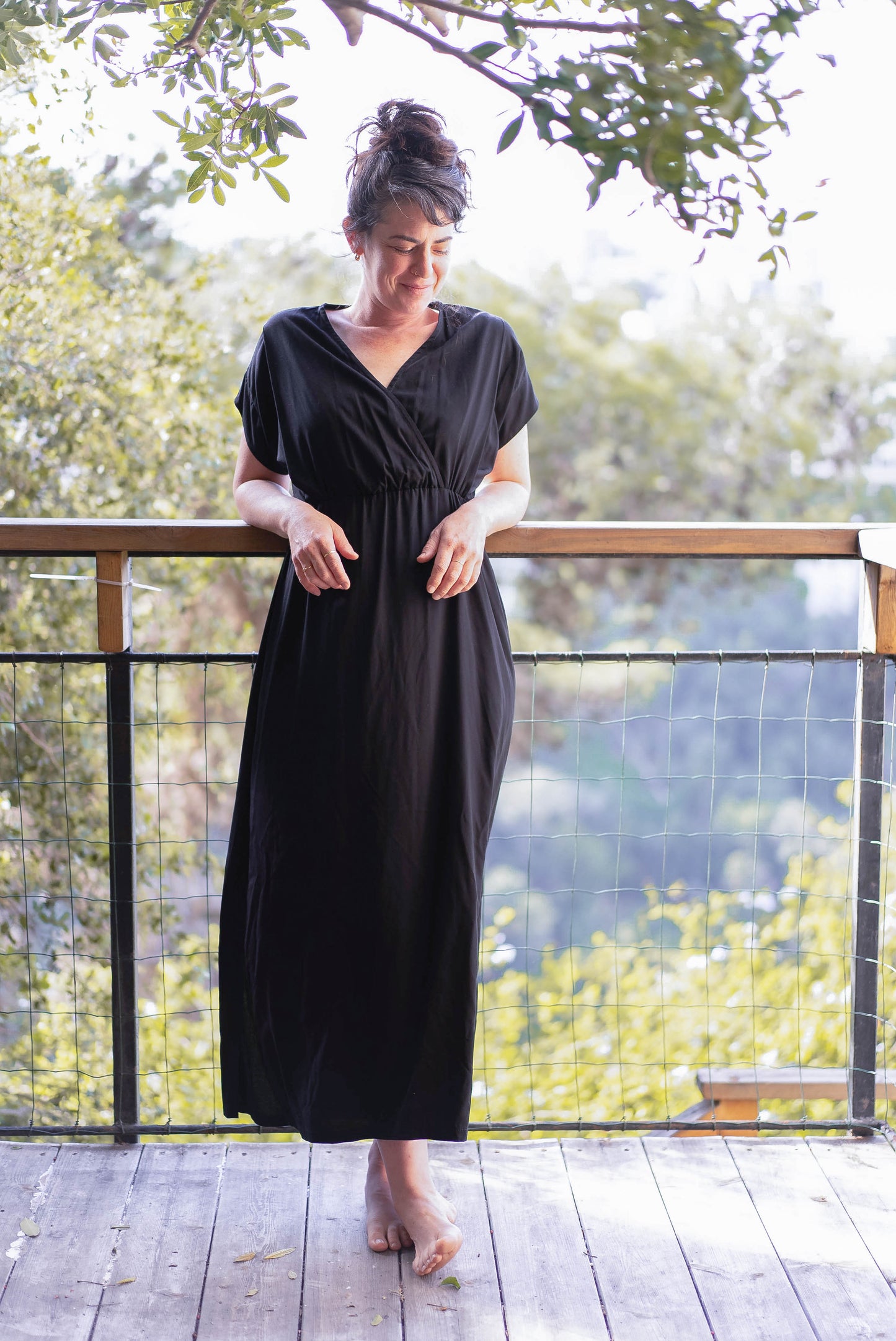 Black viscose maxi dress