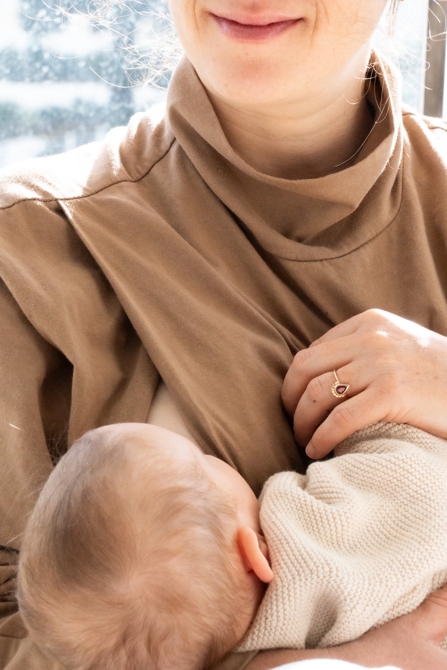 Camel nursing turtleneck