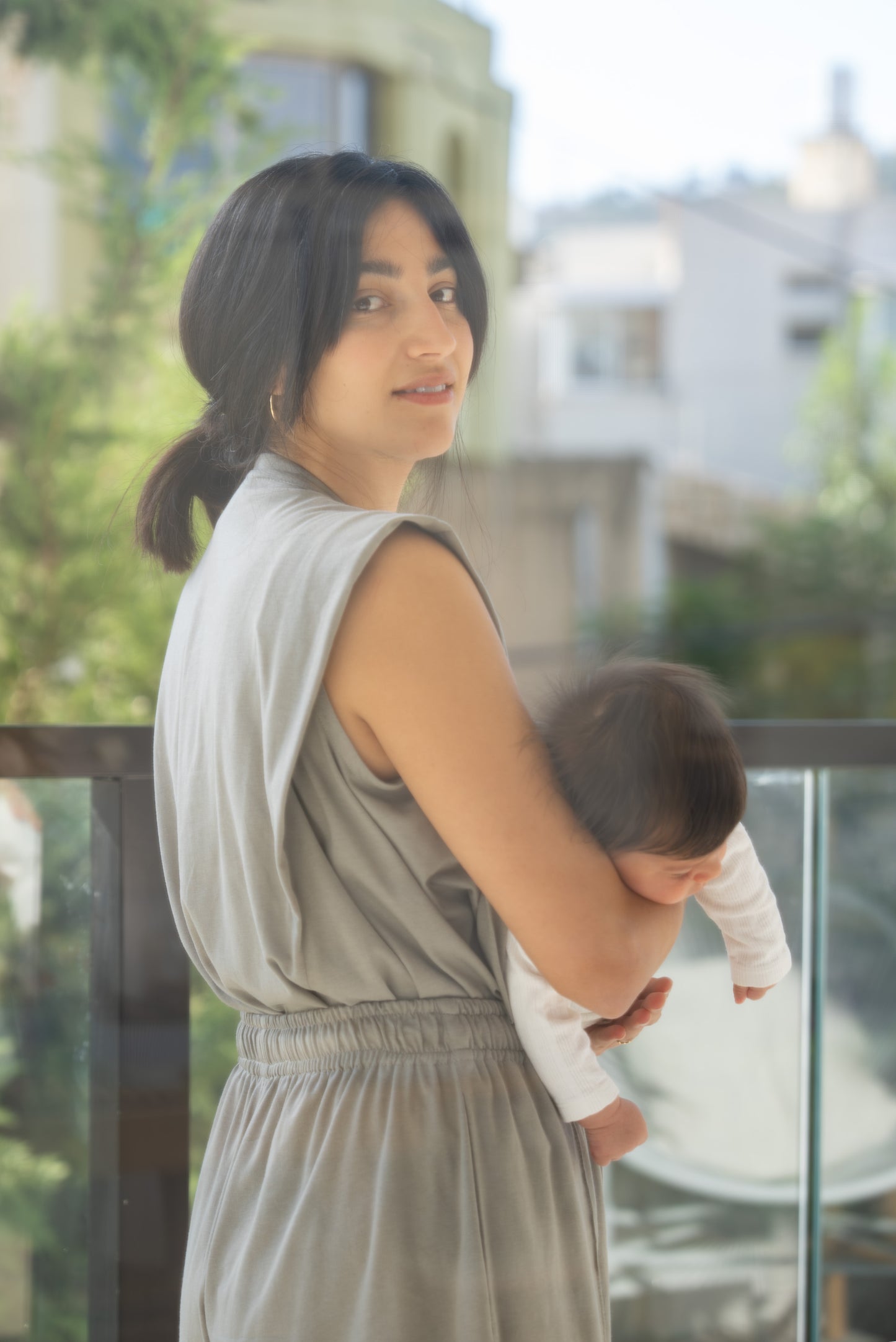 Light gray nursing tank top