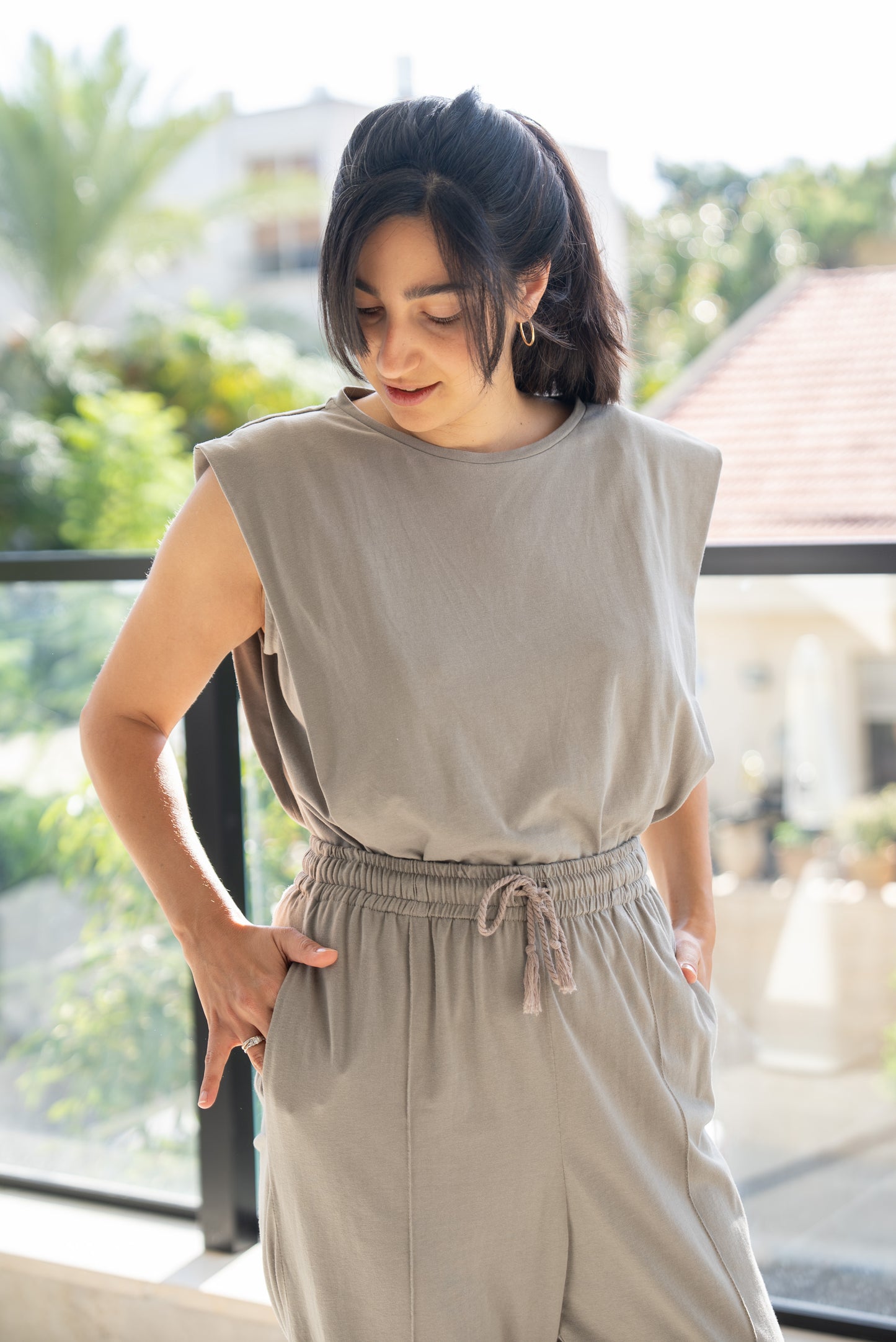 Light gray nursing tank top