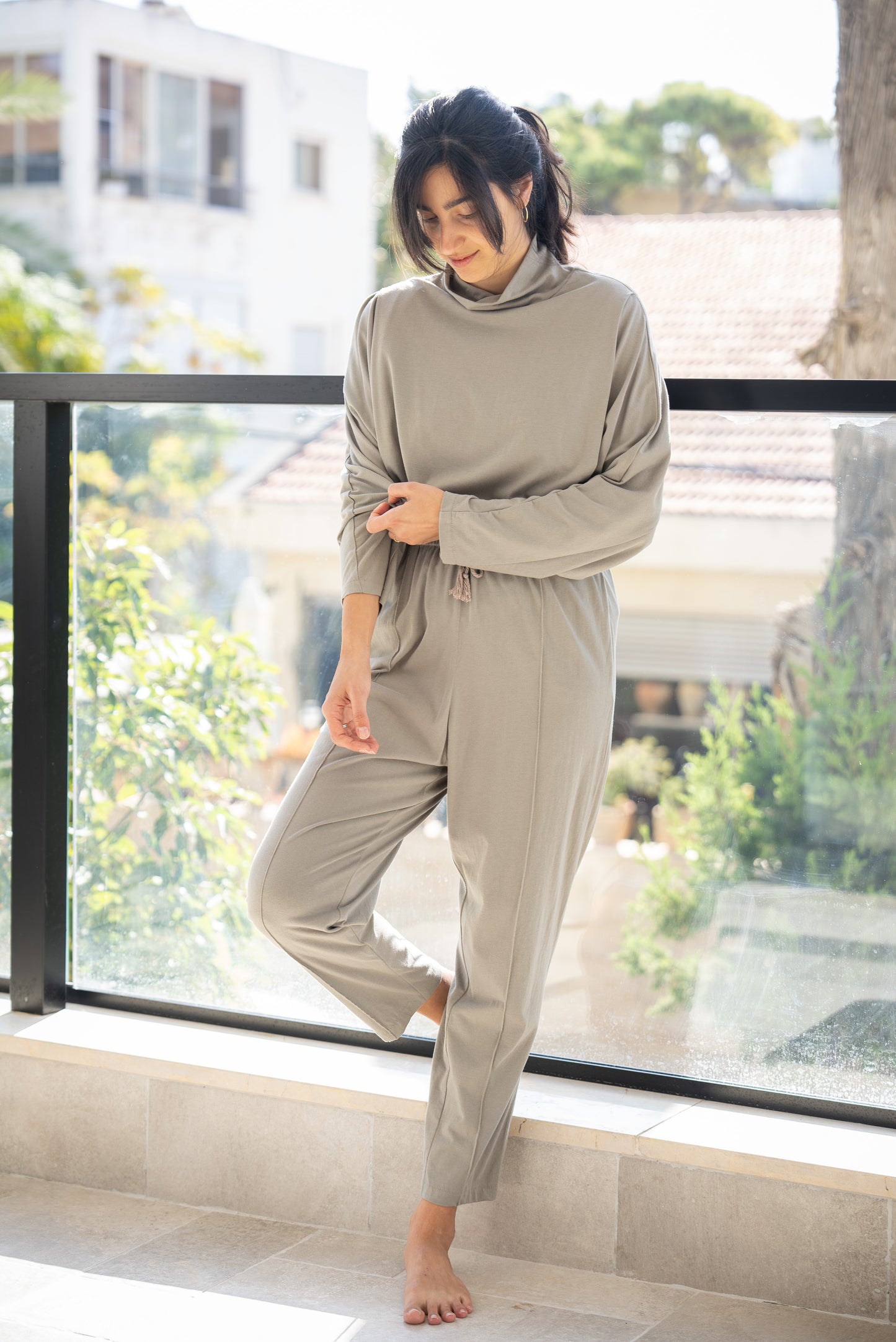 Light gray nursing turtleneck