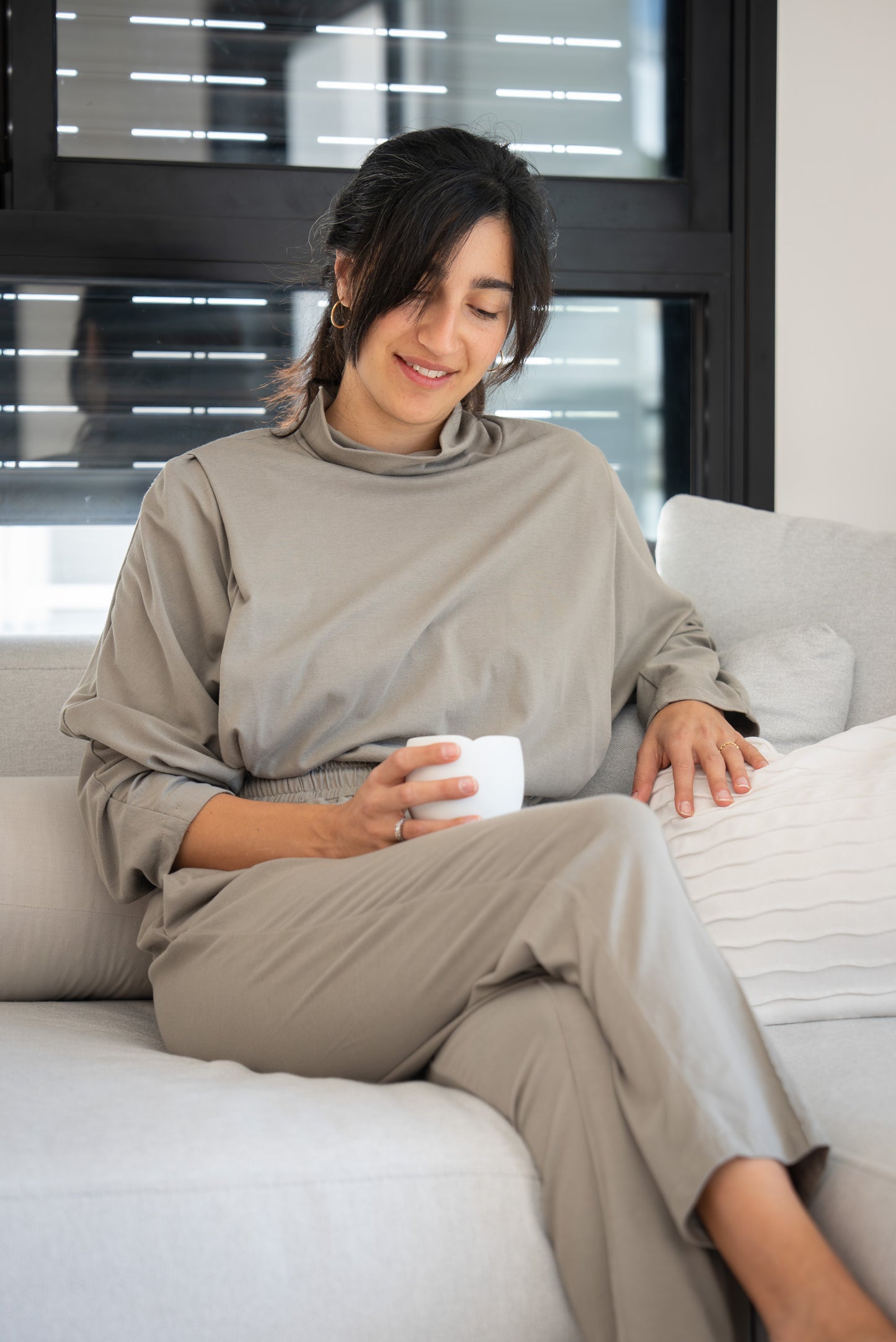 Light gray nursing turtleneck