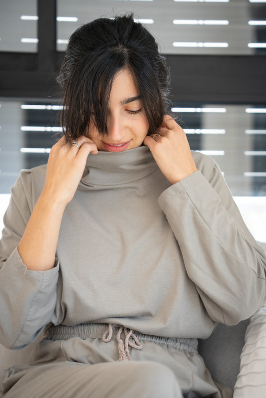 Light gray nursing turtleneck