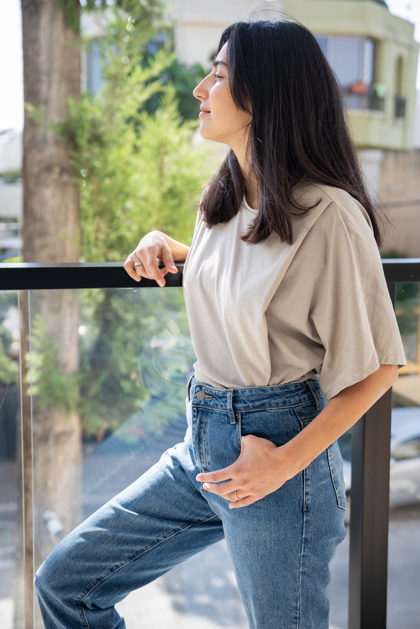 Light mocha nursing tee