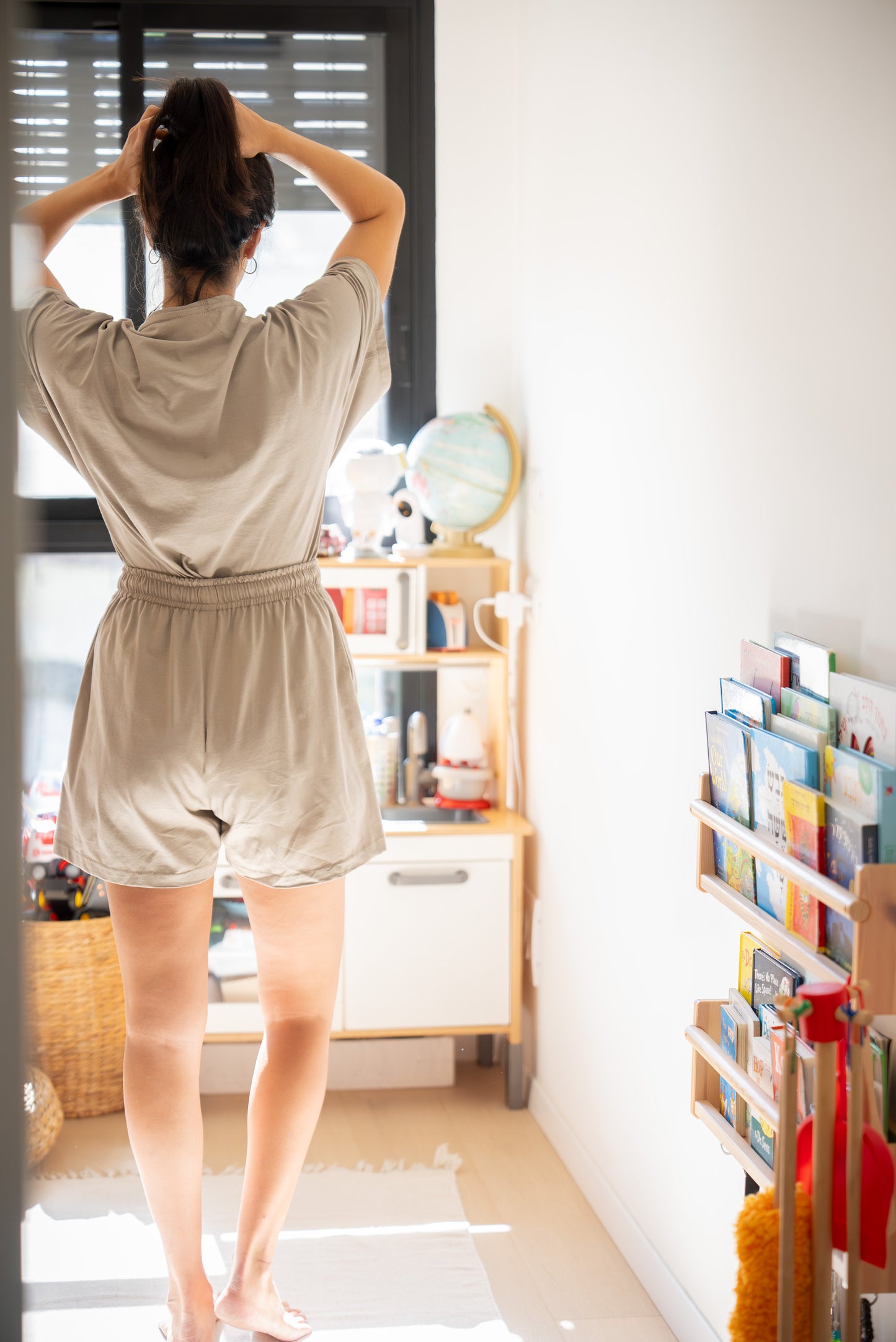 Light mocha cotton shorts