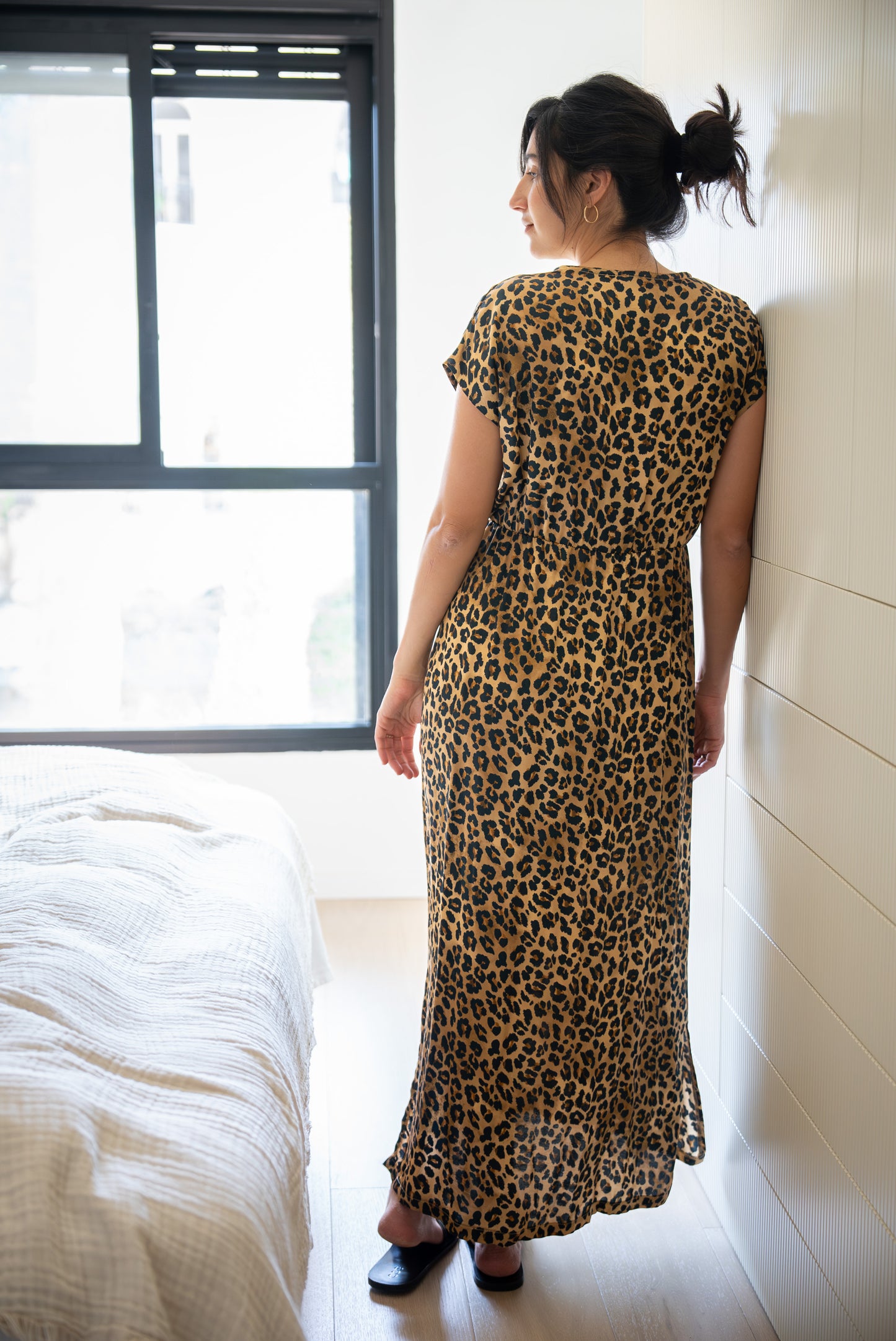 Leopard silk viscose maxi dress