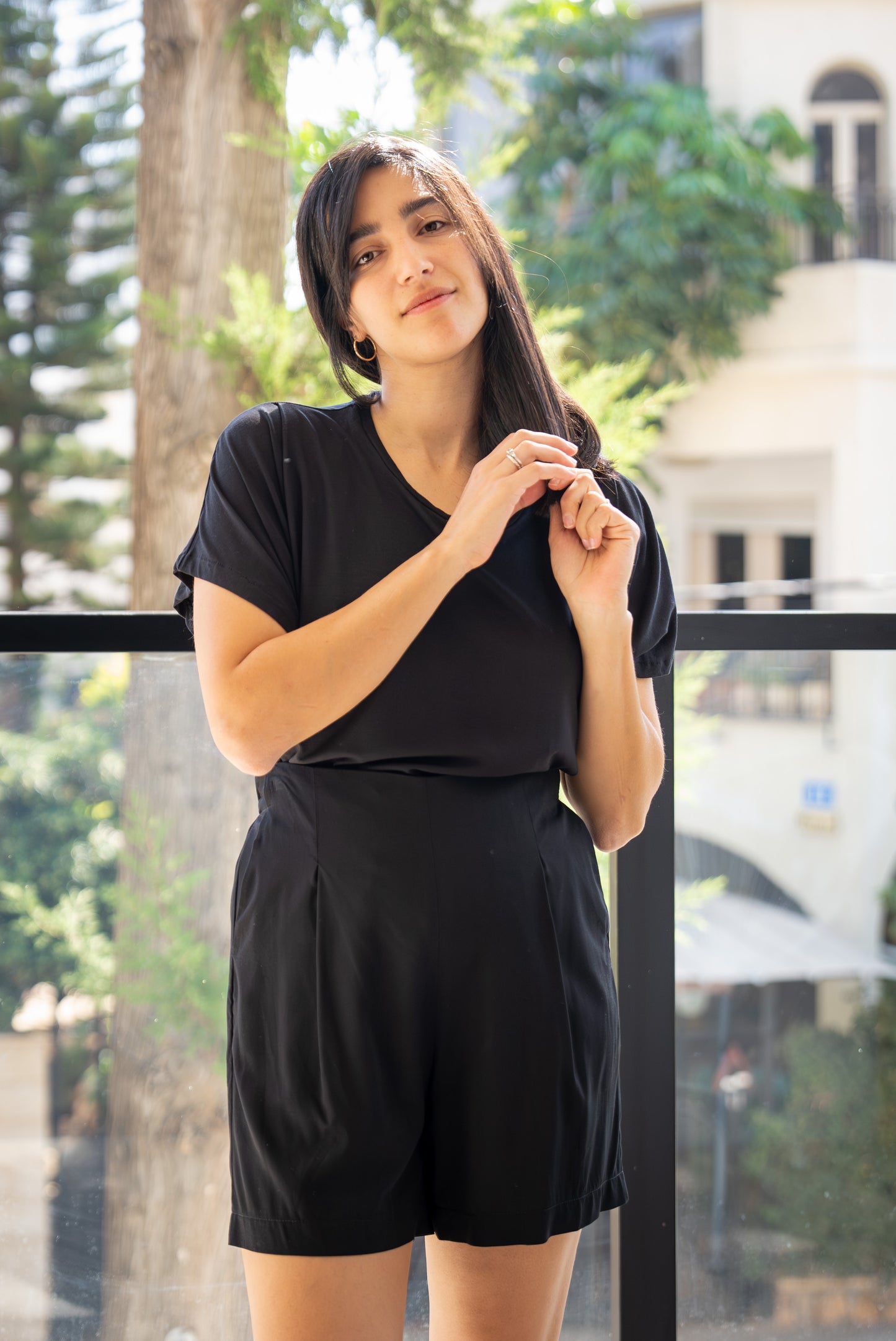 Black flowy nursing top