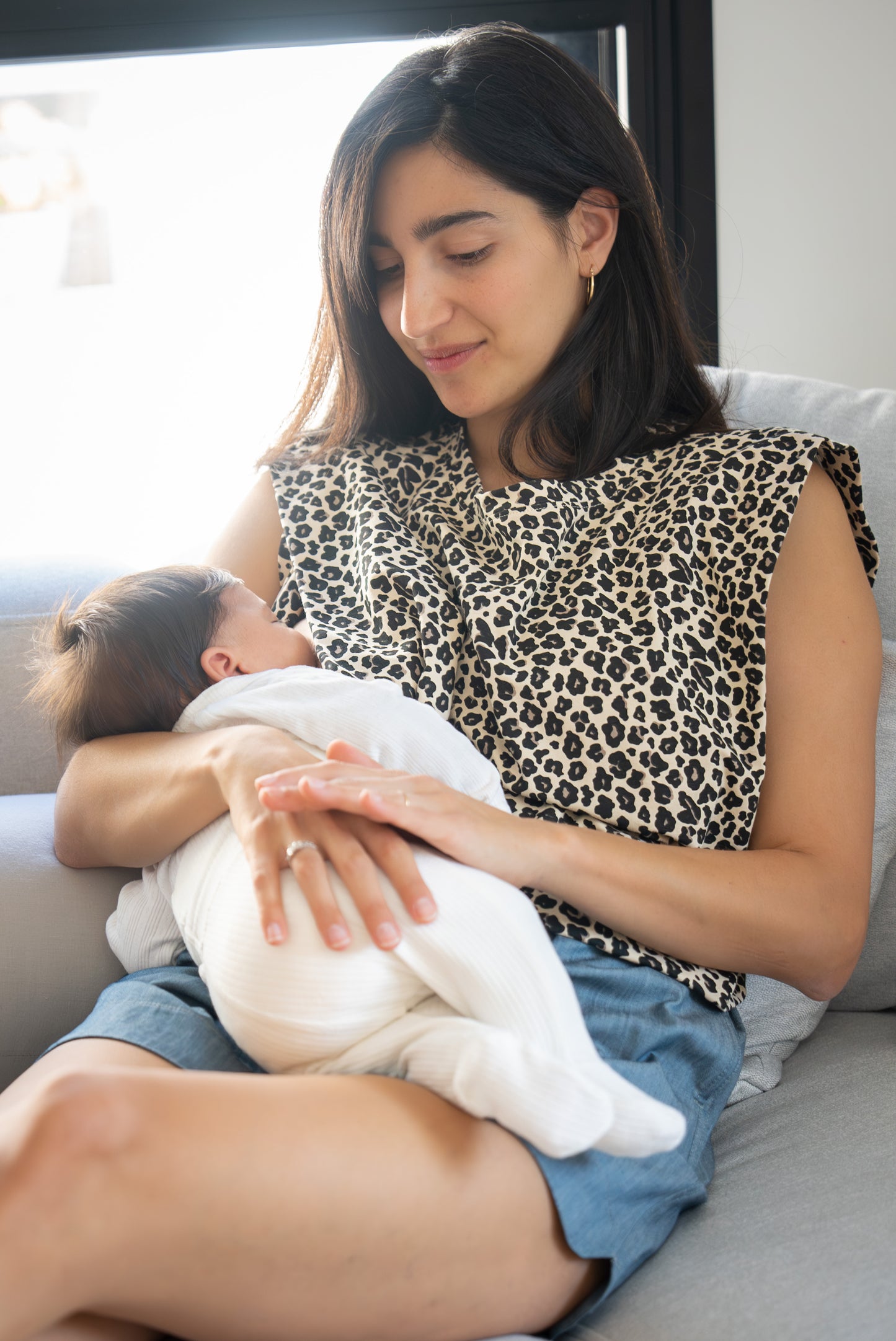 Leopard print nursing tank top